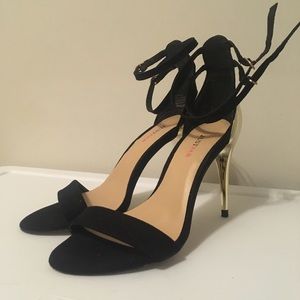 Justfab black and gold stilettos 6.5